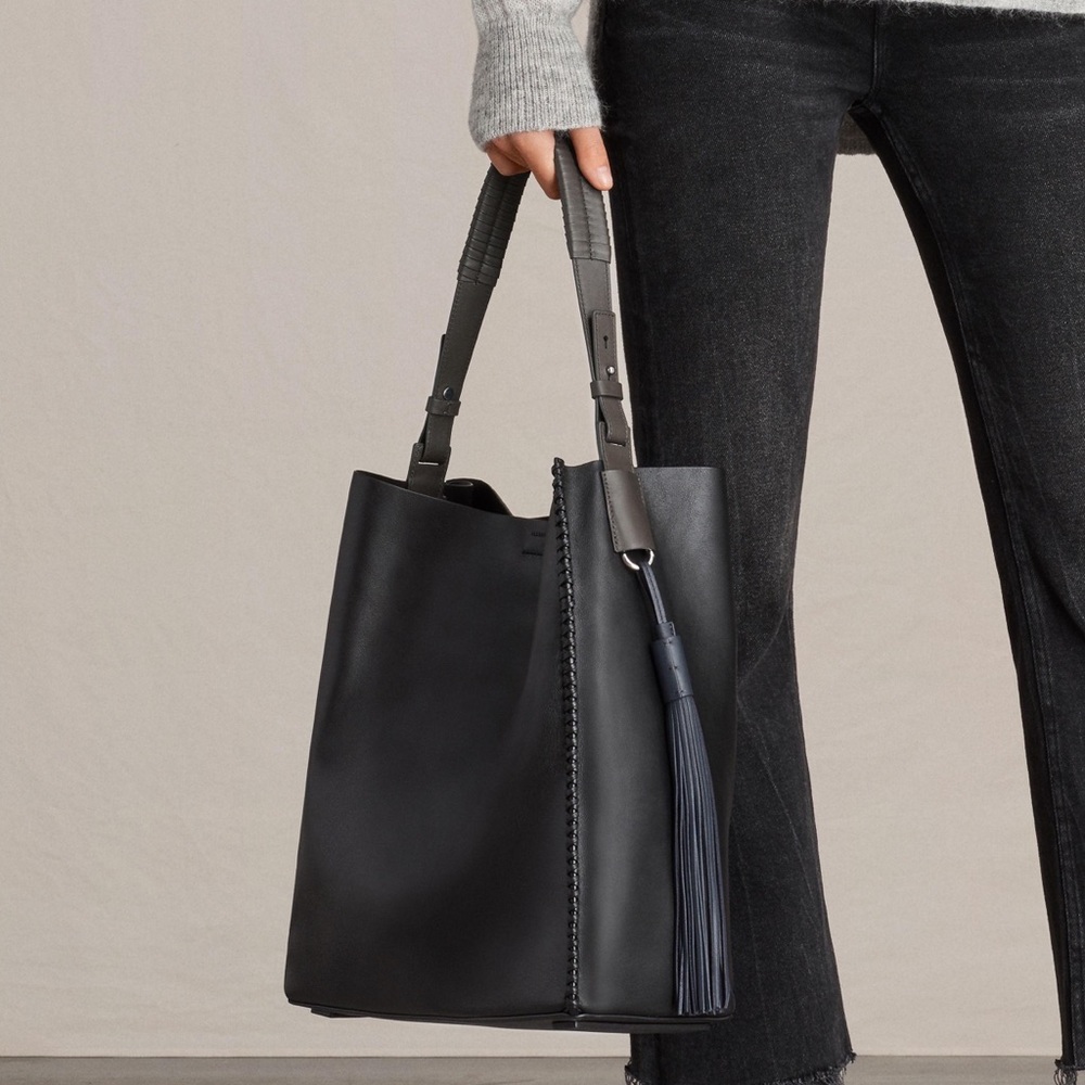 All Saints Leather Pearl Hobo Tote Bag